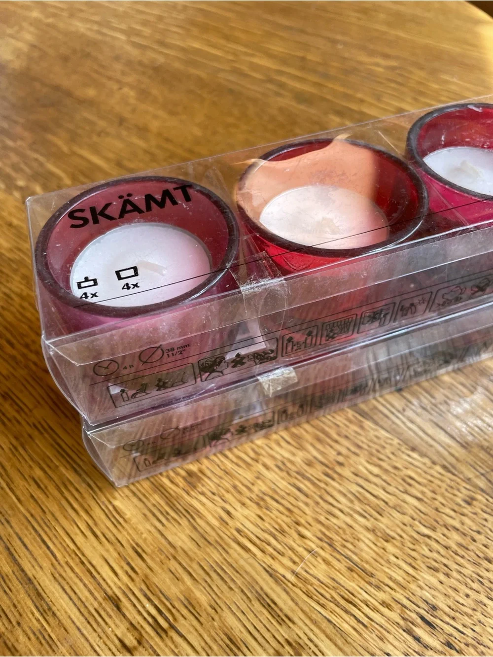 IKEA SKÄMT Pastel Tea Light Candles in Pink, Red and Orange - 8